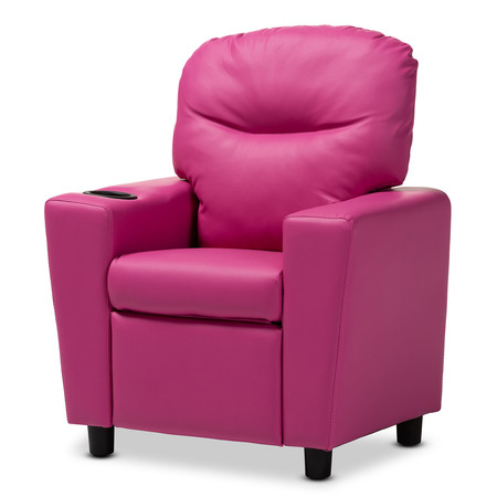 Baxton Studio Evonka Modern Magenta Pink Faux Leather Kids Recliner Chair 151-9244